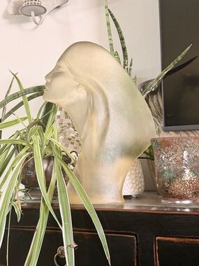 David Fisher Stargazer Frosted Resin Sculpture Bust Art Deco Style Woman Statue